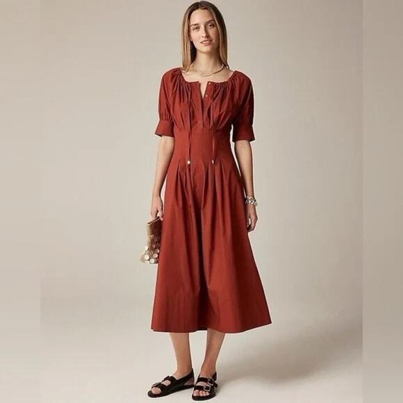 J. Crew Dresses & Skirts - J.Crew Cinched-waist shirt-dress in Brilliant Red Size 4 NWT